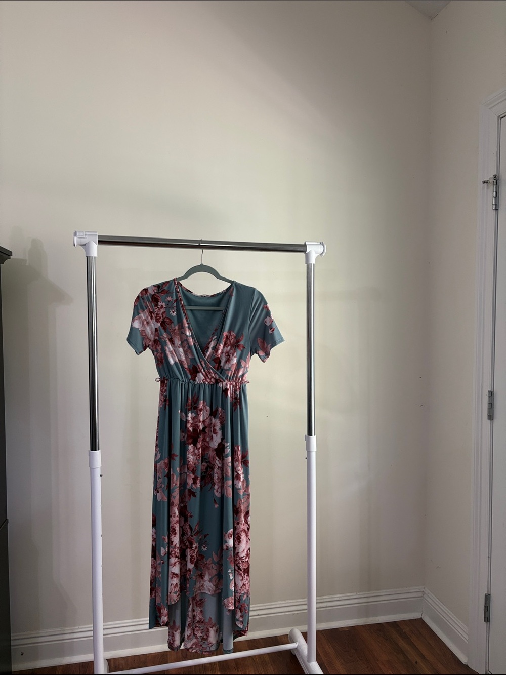 Floral Wrap Maxi Dress in Teal
